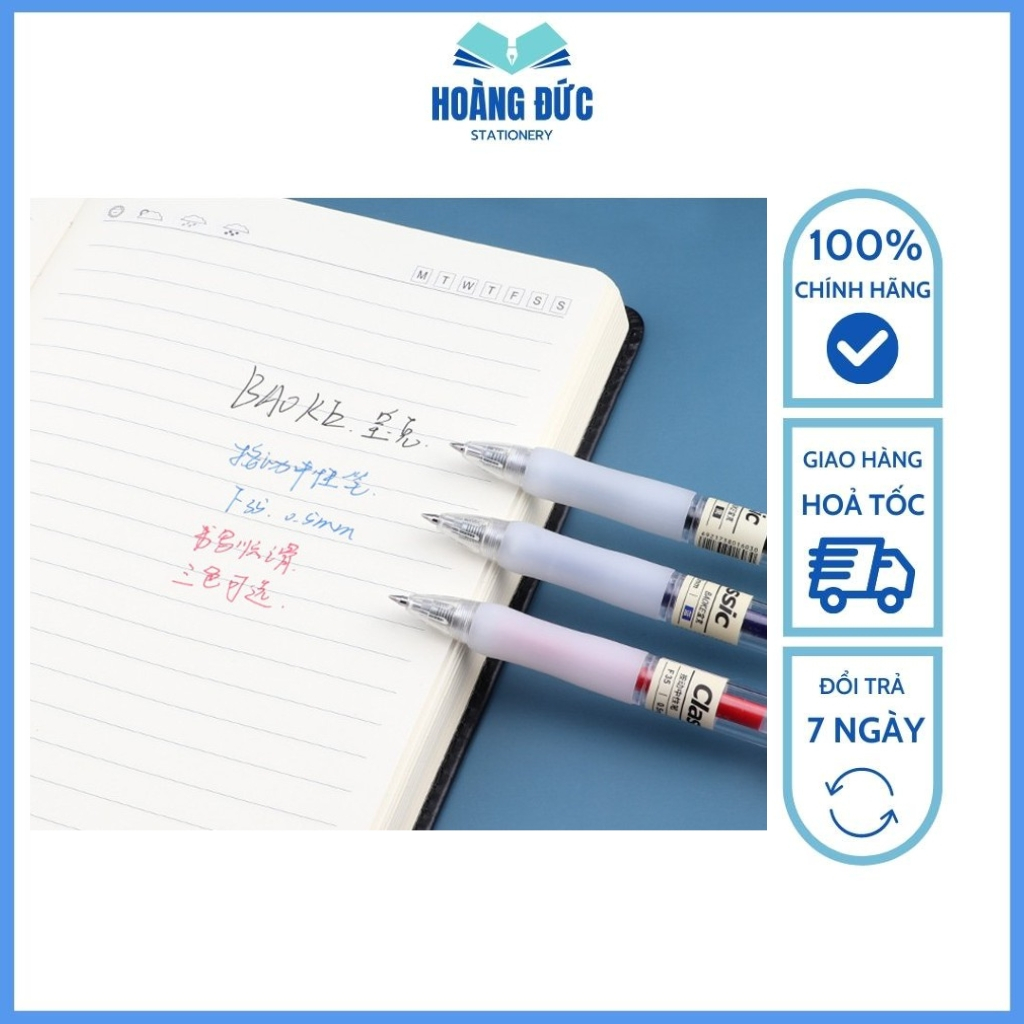 Bút bi nước bấm BaoKe F35, ngòi 0.5mm, Ruột thay A35 - Hoàng Đức