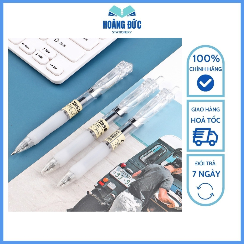 Bút bi nước bấm BaoKe F35, ngòi 0.5mm, Ruột thay A35 - Hoàng Đức