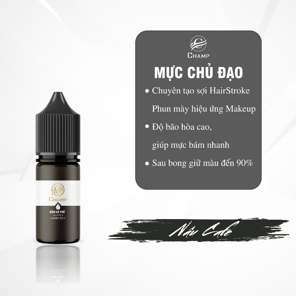 Nâu cafe CHAMP Vip mực Serum sánh mịn, chiết xuất từ thiên nhiên, hữu cơ an toàn lành tính 5ml,10ml