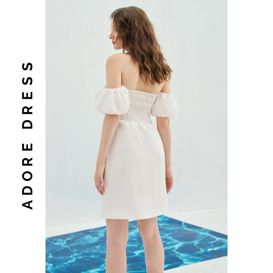 Đầm Mini dresses resort style thô mềm trơn trắng 311DR1035 ADORE DRESS