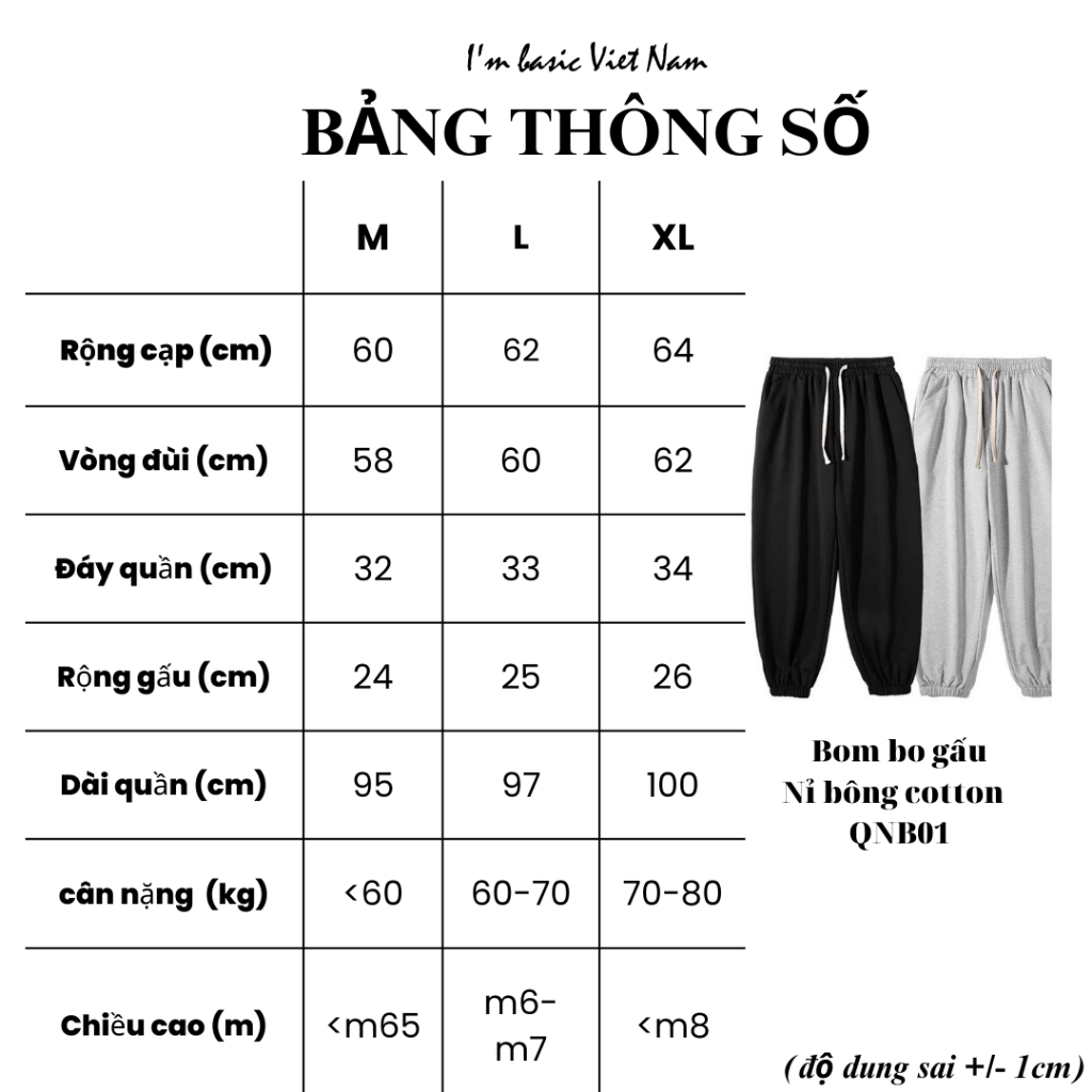 Quần Nỉ Bom Jogger Nam Nữ Ống Rộng Gấu Cá Tính Nỉ Bông Dáng Xuông Ống Rộng I'm Basic QNB01