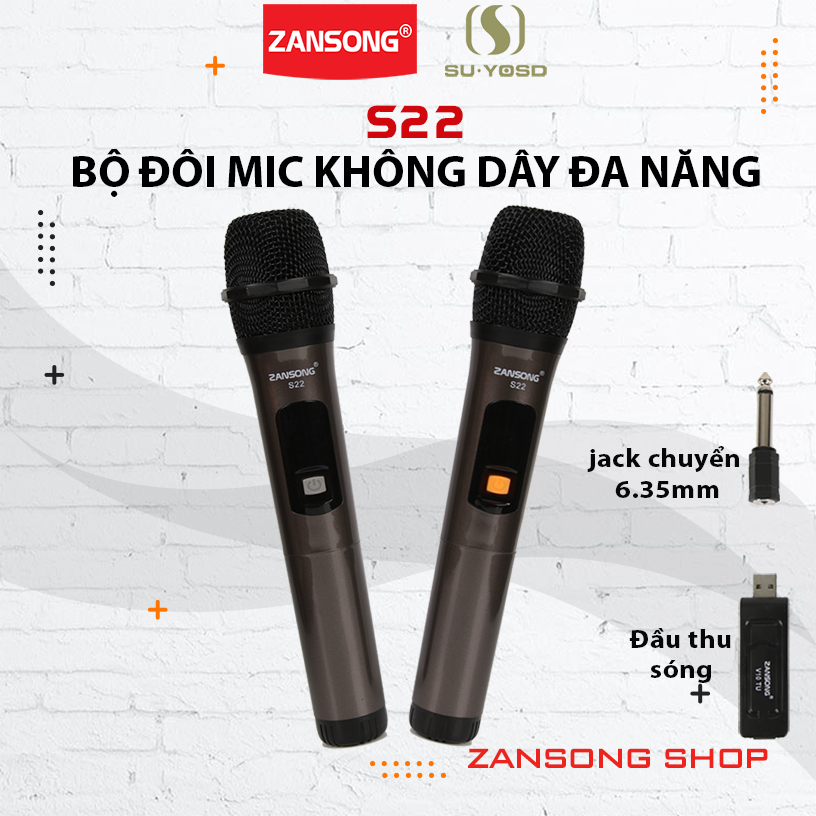 Micro không dây V10 - S22 cho loa kéo - micro không dây tương thích các dòng có mic cổng 6.5 bluetooth karaoke Zansong