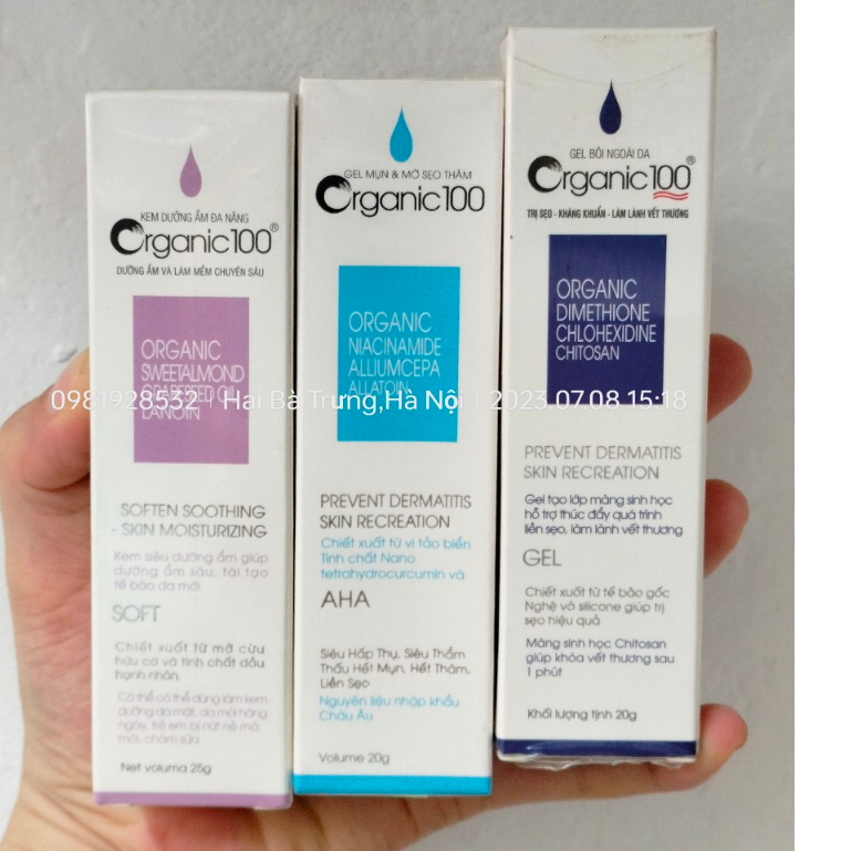 Kem organic 100 bôi dưỡng ẩm đa năng, giảm mụn sẹo và làm lành vết thương tuýp 20g
