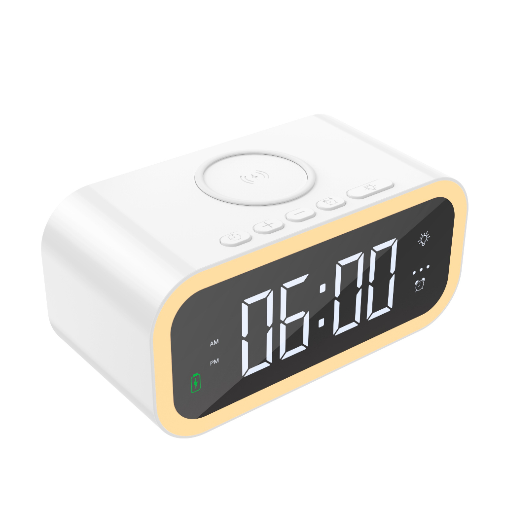 Sạc không dây kèm đồng hồ Wiwu Time Wireless Charger Wi-W015 đồng hồ báo thức có thể đặt độc lập - Hàng chính hãng