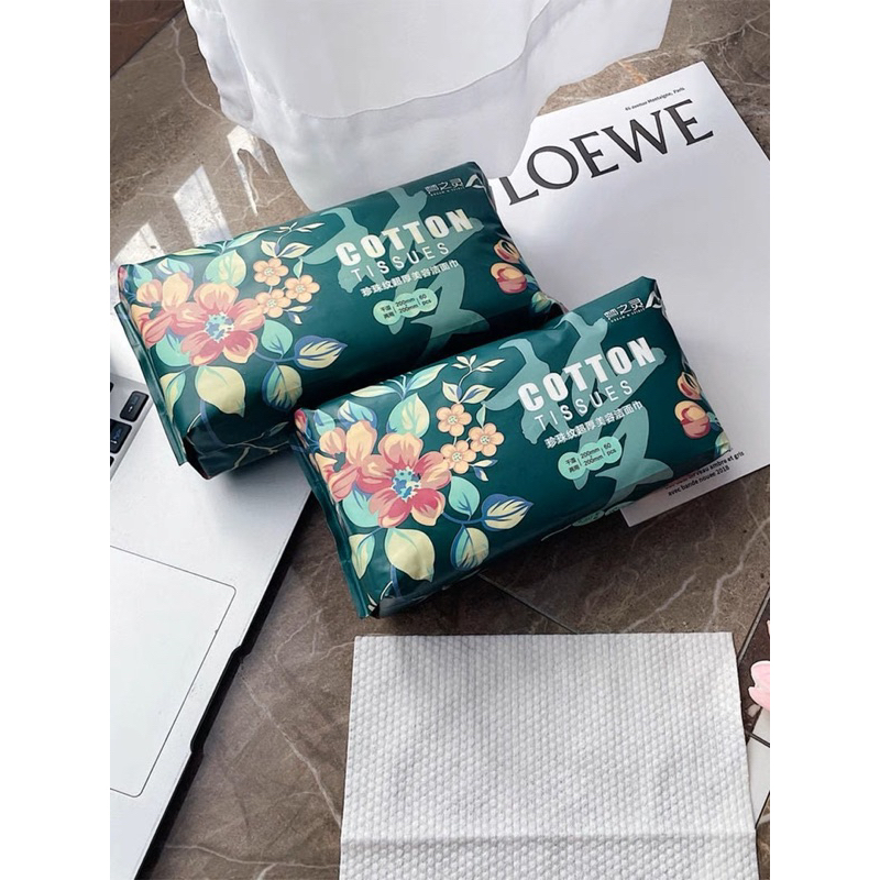 Combo 2 Bịch Khăn mặt khô dùng 1 lần COTTON TISSUE 50 khăn 20x20cm