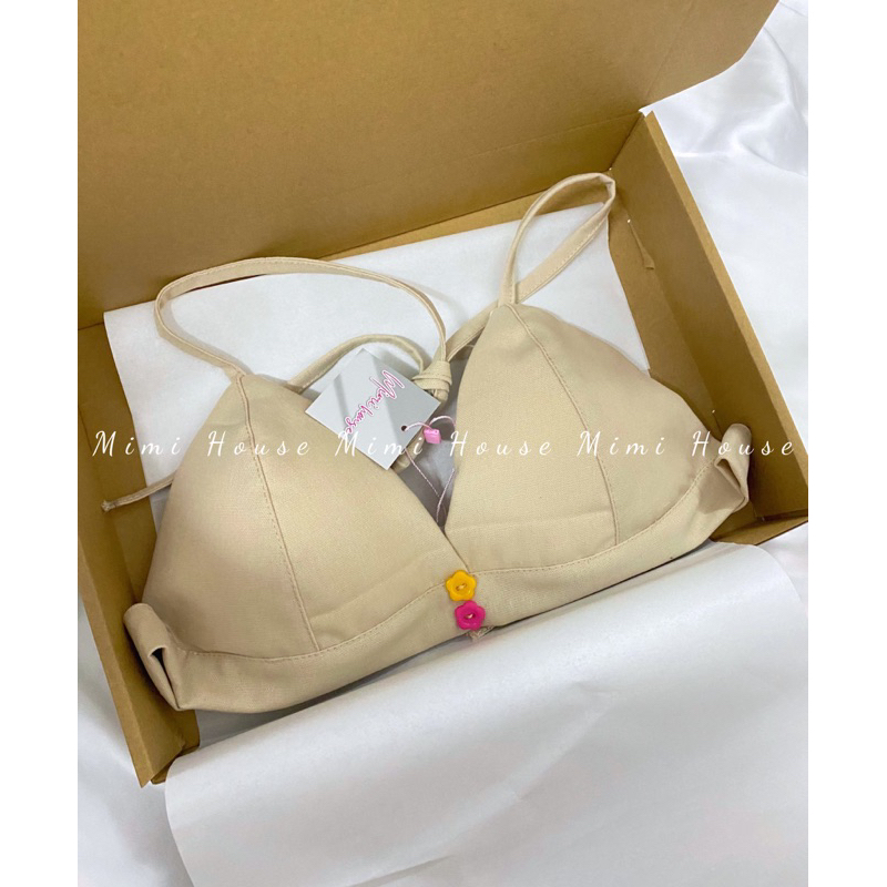 Áo bra Erica linen  buộc dây cổ nhiều màu - Hàng handmade - Mimi house