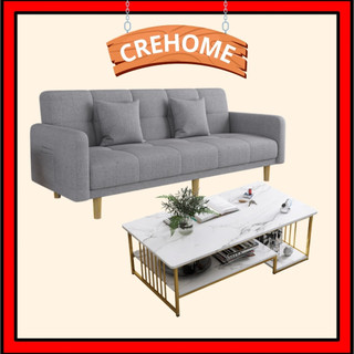 Bộ bàn ghế sofa phòng khách, gồm sofa giường 1m8 và bàn trà mặt gỗ 3 tầng 1m họa tiết vân đá