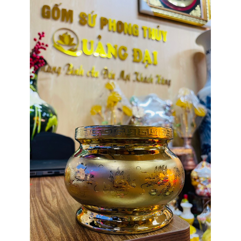 Bát hương quả lựu sứ mạ vàng cao cấp