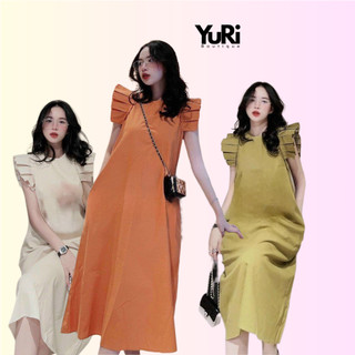 Đầm midi dáng chữ A dài qua gối, đầm bầu chất đũi mềm mịn mát