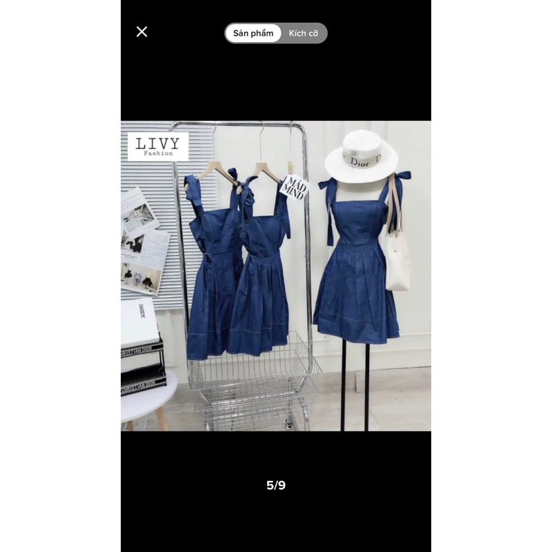 Váy jean buộc nơ vai cực xinh cute