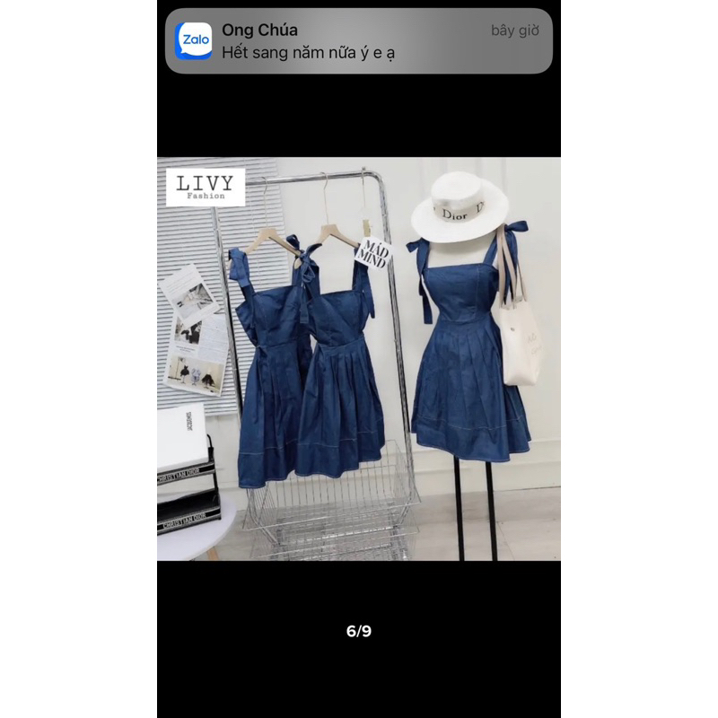 Váy jean buộc nơ vai cực xinh cute