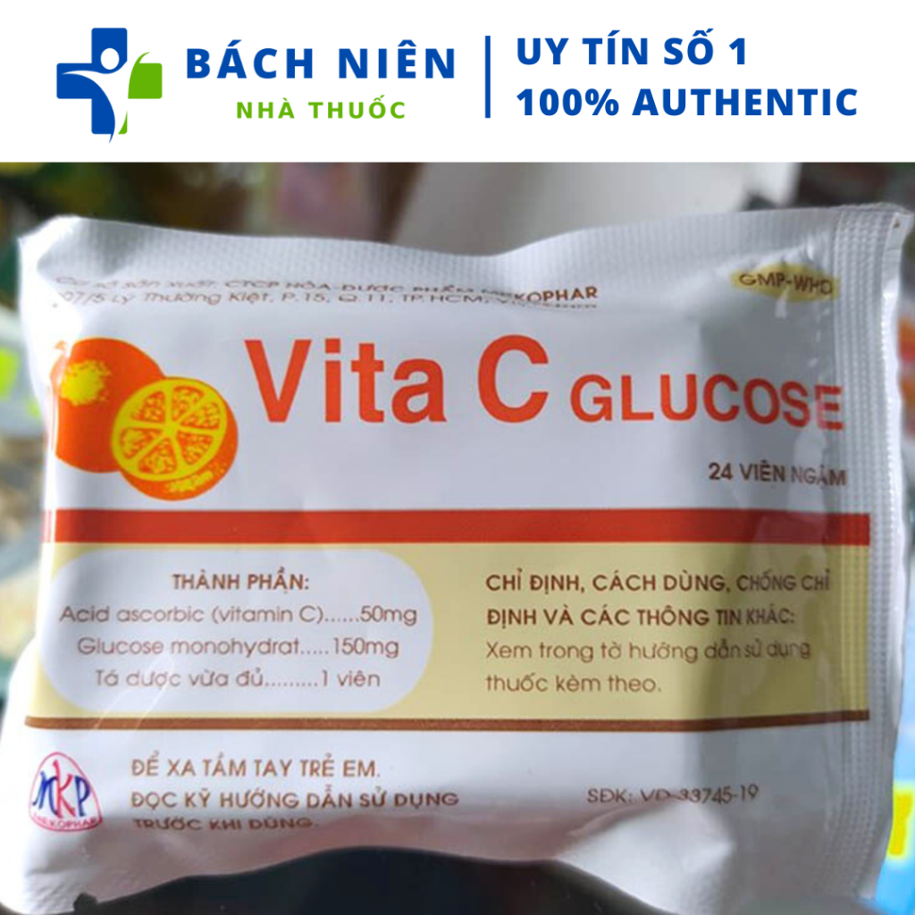 Kẹo ngậm vita C tuổi thơ - Kẹo Vita C Glucose Meko túi 24 viên