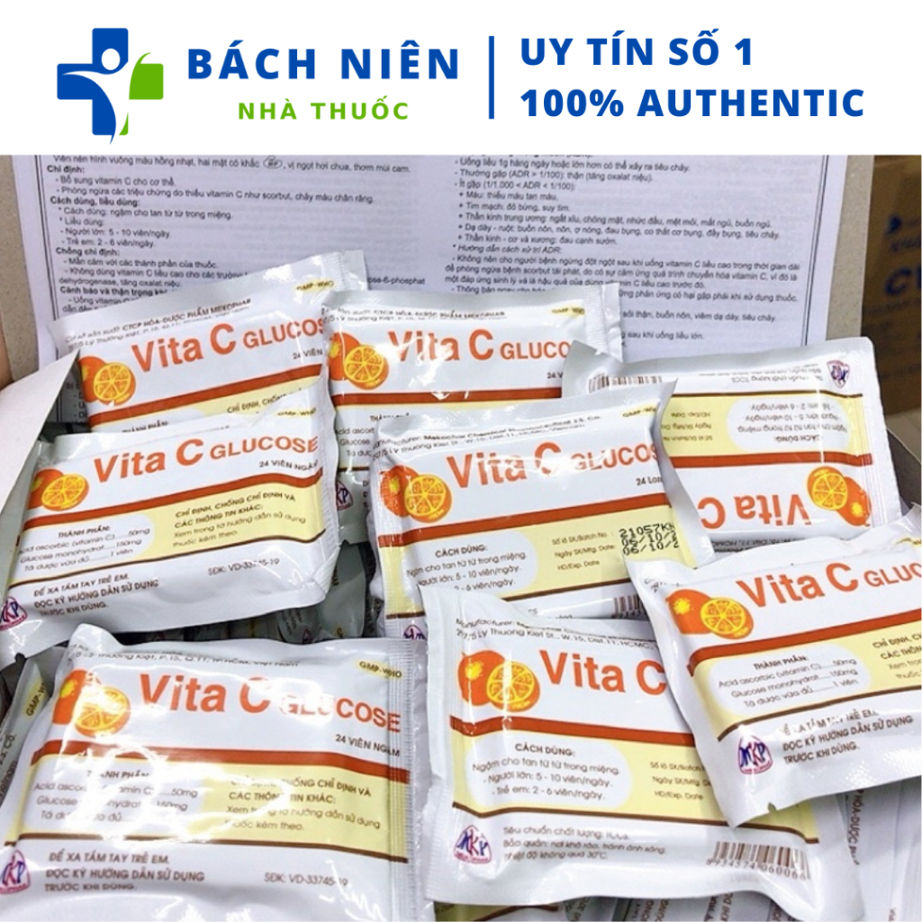 Kẹo ngậm vita C tuổi thơ - Kẹo Vita C Glucose Meko túi 24 viên