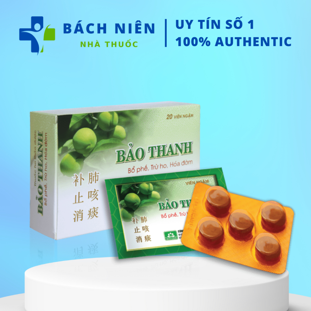 Viên ngậm ho Bảo Thanh, Viên ngậm Bảo Thanh bổ phế, trừ ho, tiêu đờm, vỉ 5 viên
