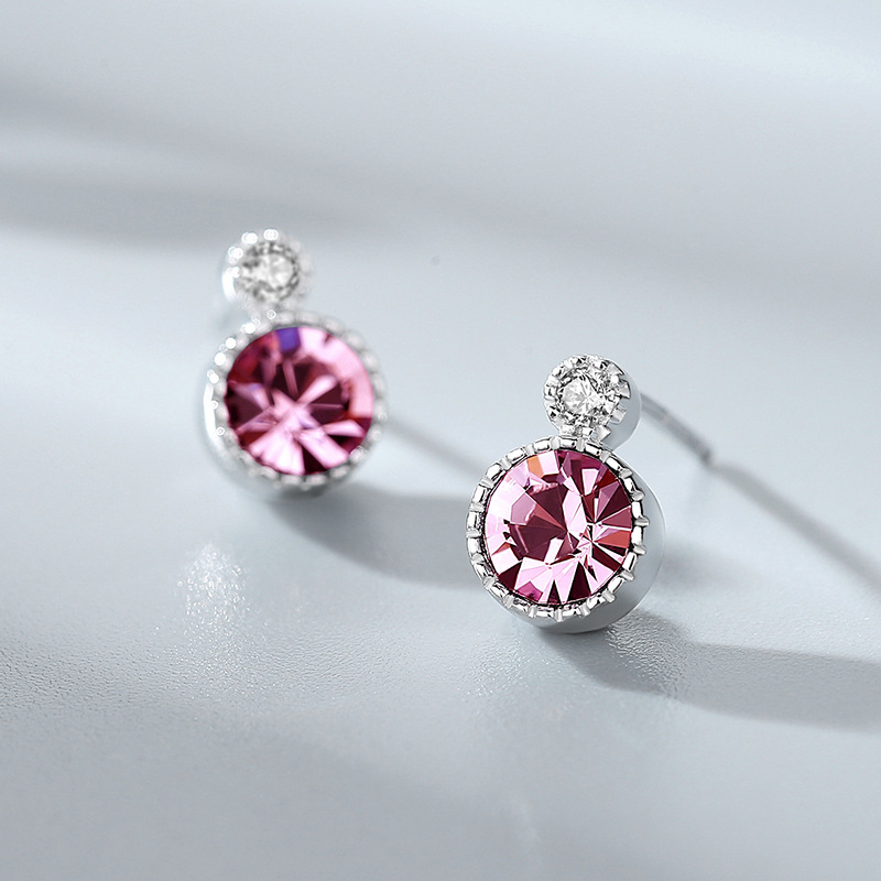 Bộ trang sức bạc nữ cao cấp 3 món đính đá pha lê hồng sang trọng - BNT01 - Bảo Ngọc Jewelry