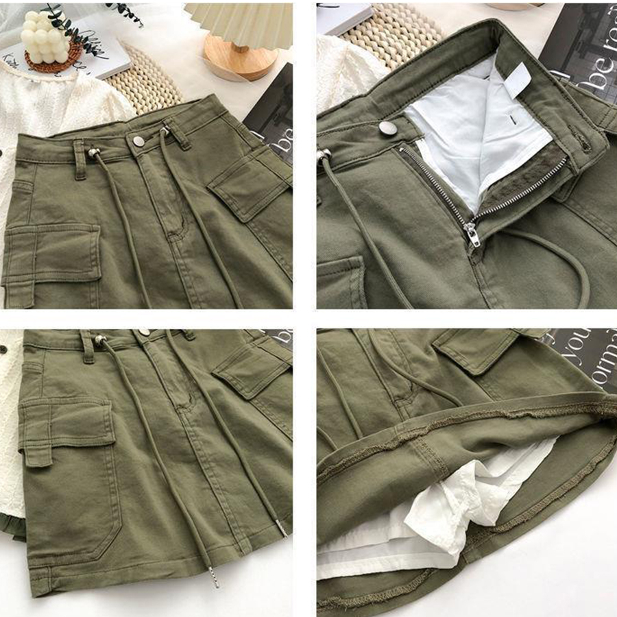 Chân Váy Kaki Nữ Kèm Dây Rút Chỉnh Độ Rộng, Quần Váy Ngắn Dây Rút Túi Hộp Cạp Cao Hot Trend TDSHOP | BigBuy360 - bigbuy360.vn