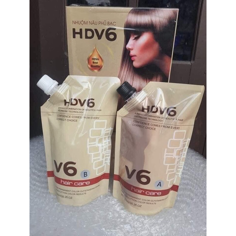 nhuộm phủ bạc nâu đen hdv6