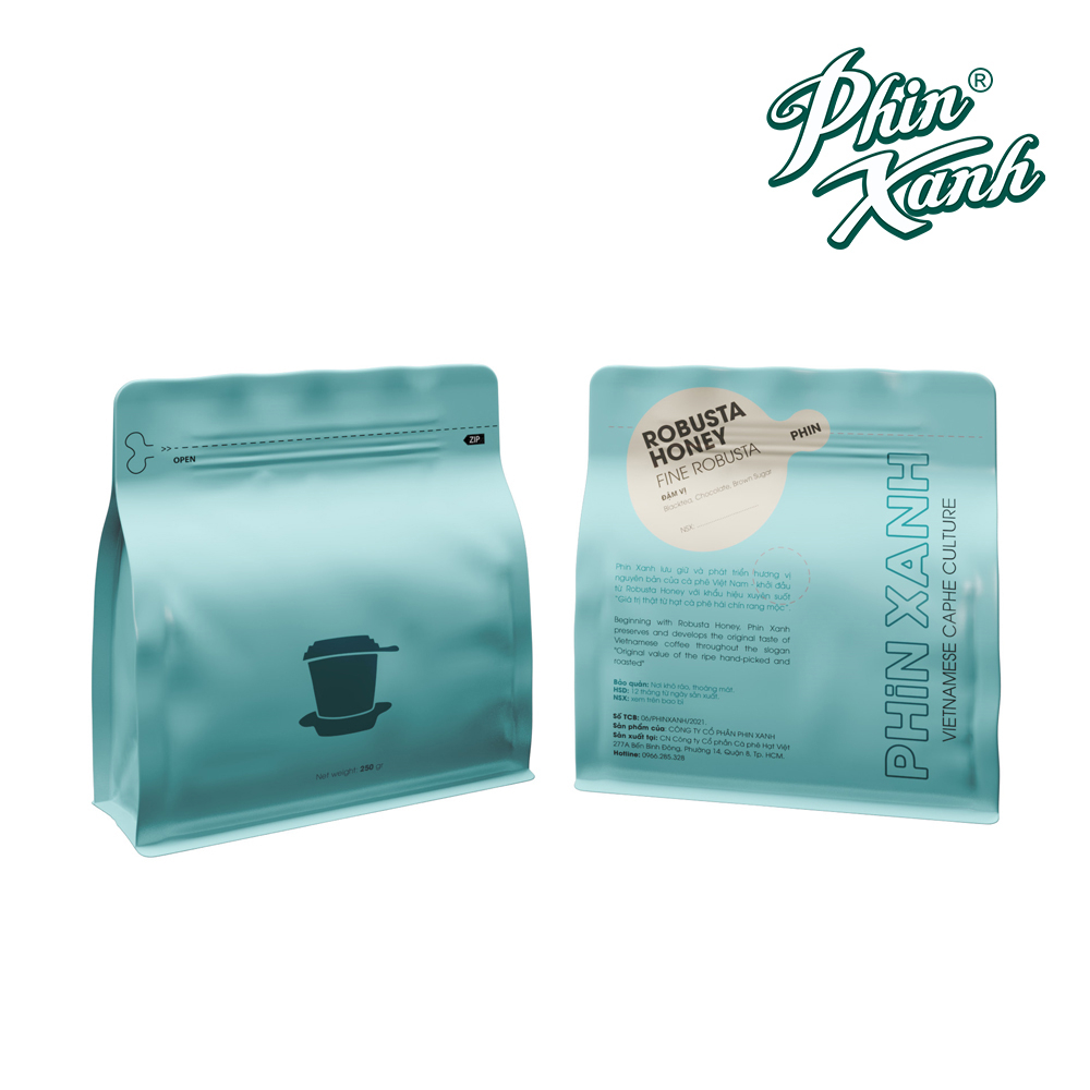 Mua 1 tặng 1 - Cà phê bột Phin Xanh 100% Robusta sơ chế Mật HNP108 250gr - Hậu vị ngọt nhẹ tự nhiên