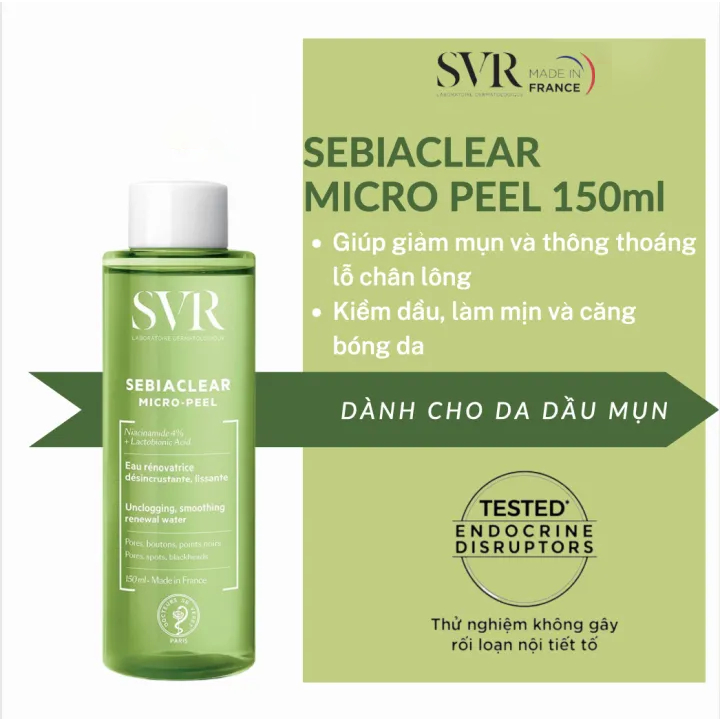 Nước hoa hồng dành cho da hỗn hợp đến da dầu SVR Sebiaclear Micro Peel 150ml