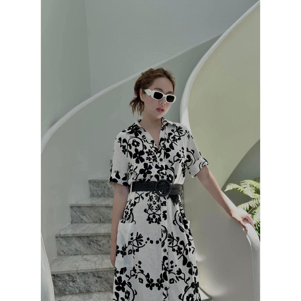 Áo kết hợp váy Zara xuất xịn họa tiết bắt mắt