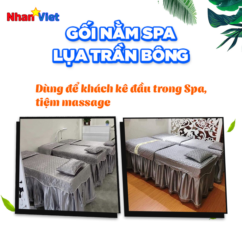 GỐI NẰM SPA LỤA TRẦN BÔNG êm ái, lâu xẹp, hàng may kĩ