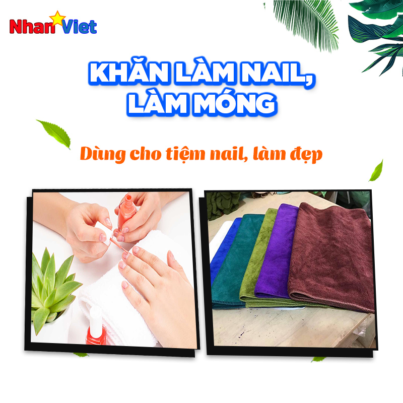 KHĂN LAU ĐA NĂNG VUÔNG làm nail, làm móng, vệ sinh lau bàn bếp, lau kính, lau ô tô microber không sổ lông, thấm hút nước