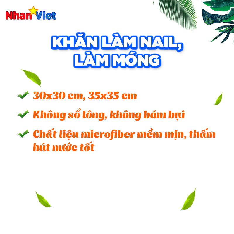 KHĂN LAU ĐA NĂNG VUÔNG làm nail, làm móng, vệ sinh lau bàn bếp, lau kính, lau ô tô microber không sổ lông, thấm hút nước