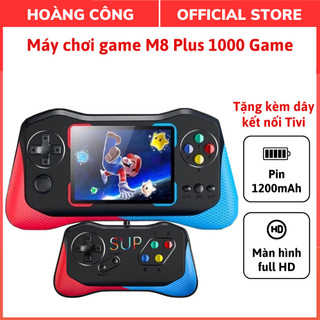 Máy chơi game cầm tay M8 plus 1000 game tặng kèm dây kết nối Tivi, Màn hình sắc nét HD, Pin 1200mAh, Bảo hành 12 tháng