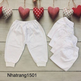 Quần dài sơ sinh trắng Bossini ống bo cho bé từ 3 - 17kg