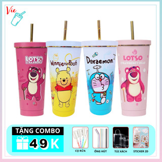 Ly Giữ Nhiệt VieCup - Bình Giữ Nhiệt Hình Doraemon, Stitch Cute Tặng Kèm Quà