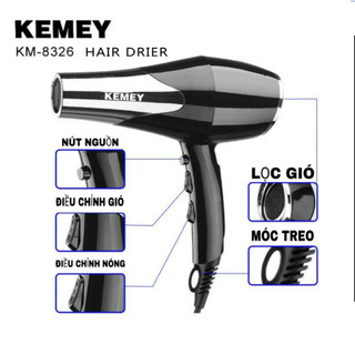 Máy sấy tóc nóng lạnh ,tạo kiểu tóc kemey km 8326 công suất lớn 3000w,chống cháy tự động bảo vệ tóc.