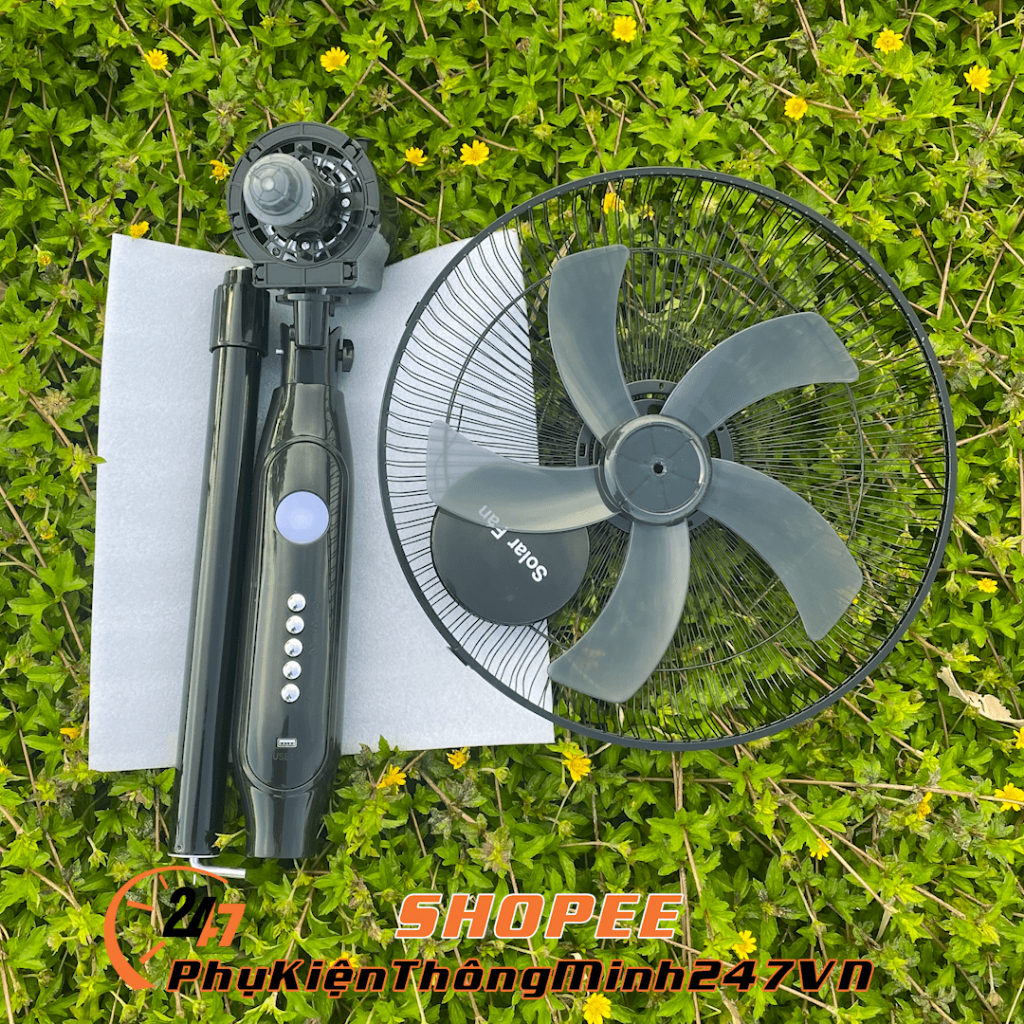 Quạt Năng Lượng Mặt Trời Kết Hợp Sạc Tích Điện Mẫu Mới 3 Cấp Độ Có Đèn Và Cổng Sạc Điện Thoại | BigBuy360 - bigbuy360.vn