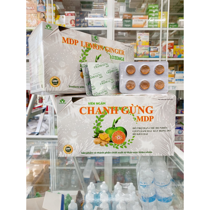 Viên ngậm Chanh Gừng MDP(hộp 25 vĩ x 6 viên)