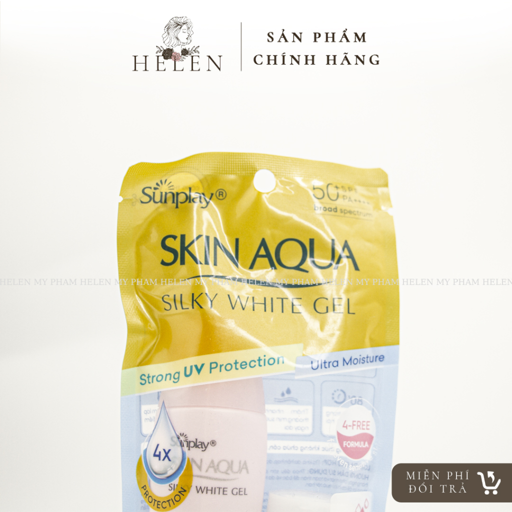 Gel chống nắng dưỡng da trắng mịn Sunplay Skin Aqua Silky White Gel 30g - Nắp Hồng
