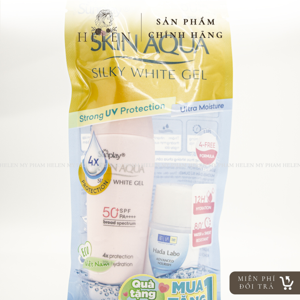 Gel chống nắng dưỡng da trắng mịn Sunplay Skin Aqua Silky White Gel 30g - Nắp Hồng