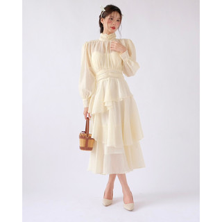 The19club - váy đầm nàng thơ ôm xoè dài tay vải tơ sống - love dress