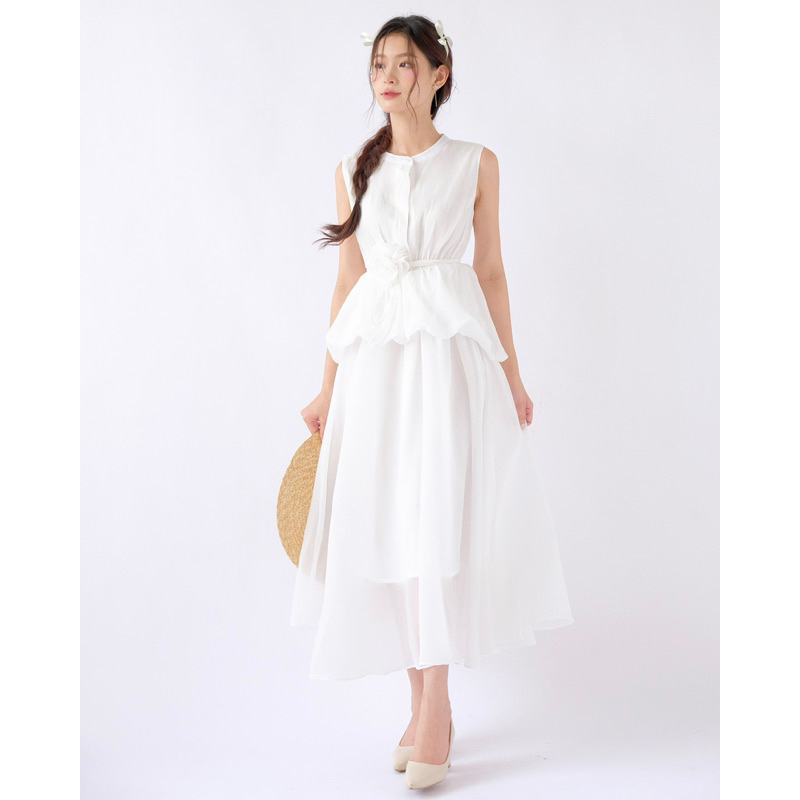 THE19CLUB - Váy đầm peplum che bụng không tay dáng dài vải tơ sống - THI DRESS