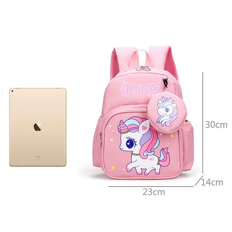 Balo đi học mẫu giáo mầm non cho bé trai bé gái từ 1 đến 5 tuổi kèm ví nhỏ in họa tiết hoạt hình dễ thương HD240