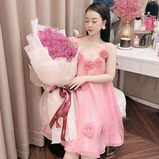 Đầm hai dây babi đính hoa xinh xòe tiểu thư - TKCC NEP
