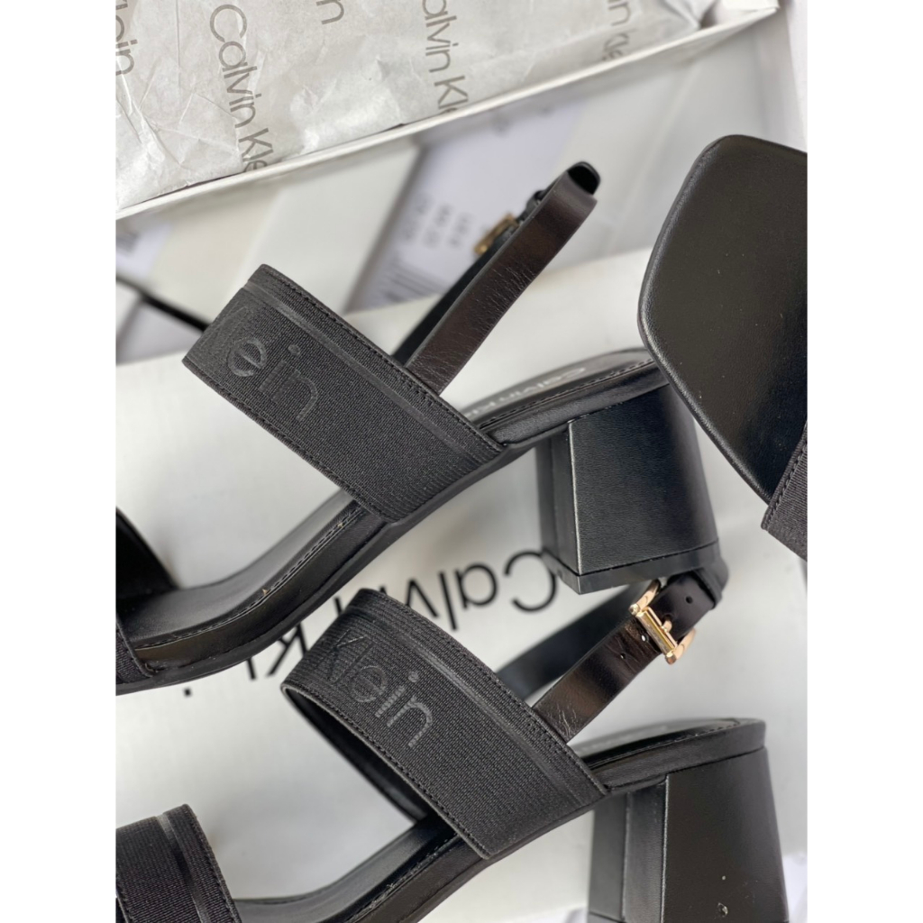 Giày Sandal Nữ Gót Trụ Quai Ngang Thun Ck