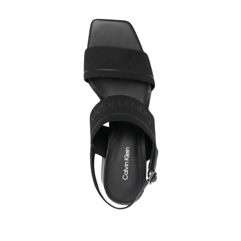 Giày Sandal Nữ Gót Trụ Quai Ngang Thun Ck