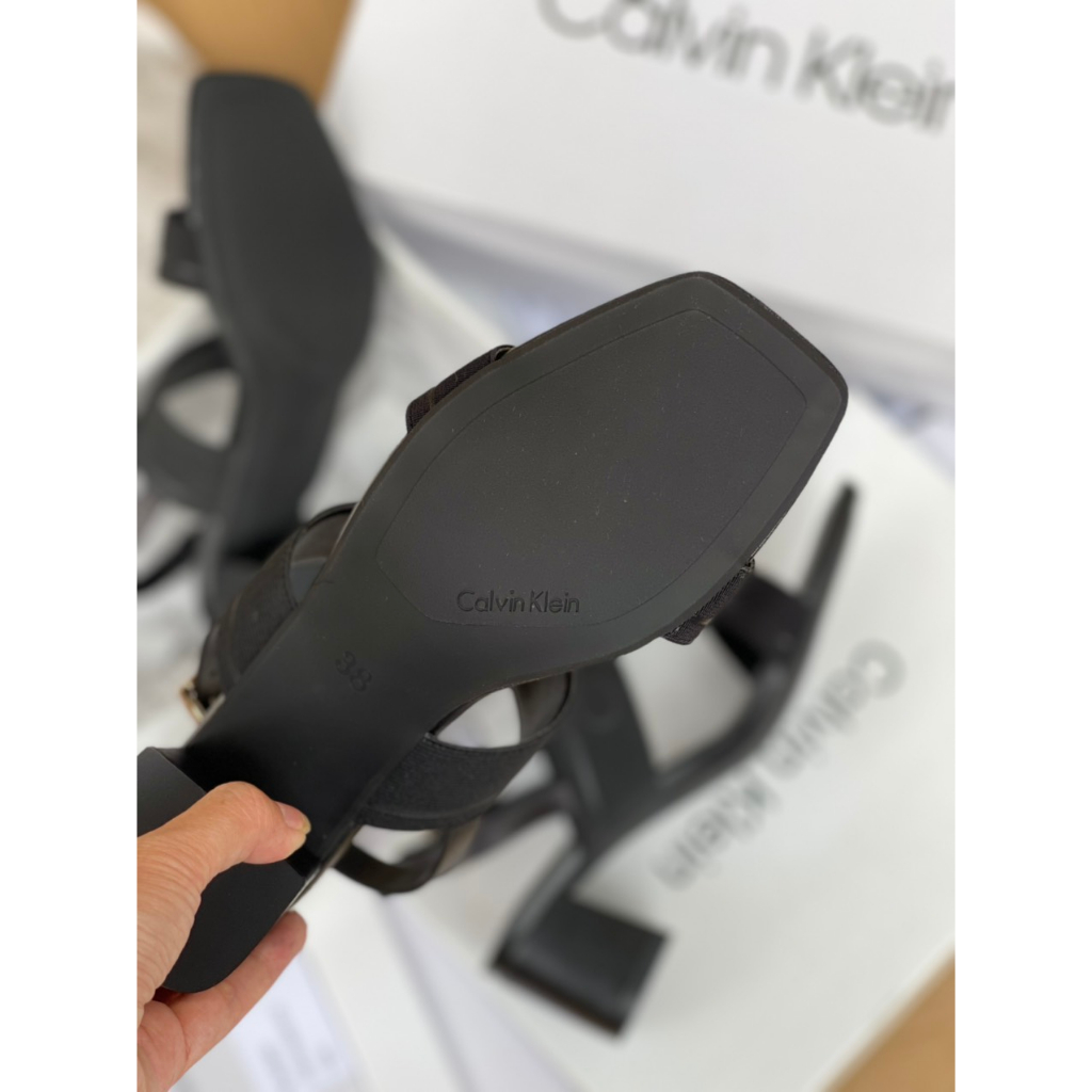 Giày Sandal Nữ Gót Trụ Quai Ngang Thun Ck