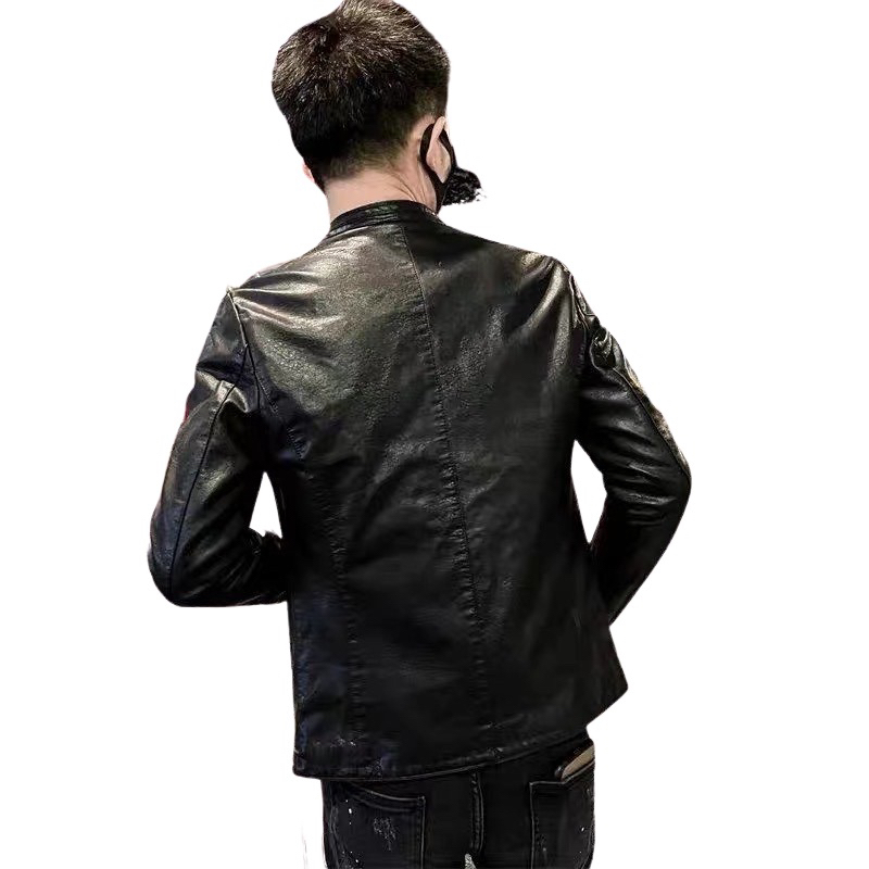 Áo khoác da nam cao cấp cổ trụ lót lông siêu ấm