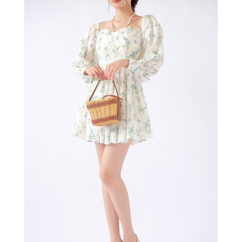 THE19CLUB - Váy đầm xoè cúp ngực cổ vuông hoạ tiết hoa mùa hè - FIORI DRESS