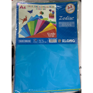 Giấy màu thủ công a4 kllong 12 màu mã 718