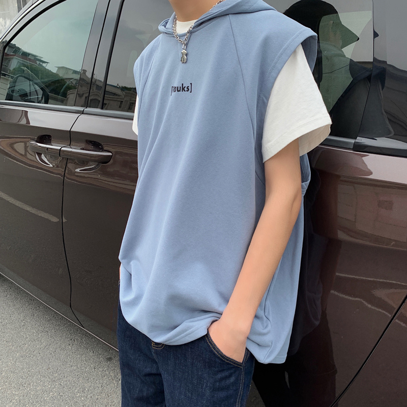 Áo tanktop nam dáng rộng có mũ chất mỏng mát áo thun nam 3 lỗ có nón phong cách đường phố 061201