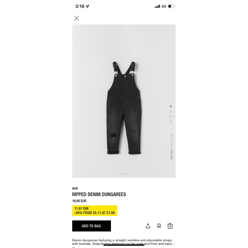 Yếm Zara xuất bé trai bé gái sz 3-4y used