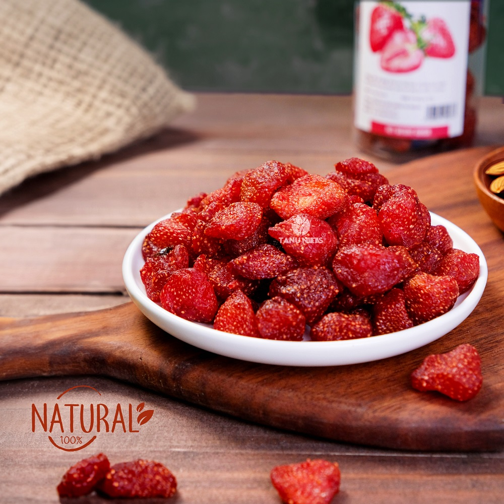 Dâu tây sấy dẻo TANU NUTS hũ 400g, trái cây sấy tốt cho người ăn kiêng, bà bầu.