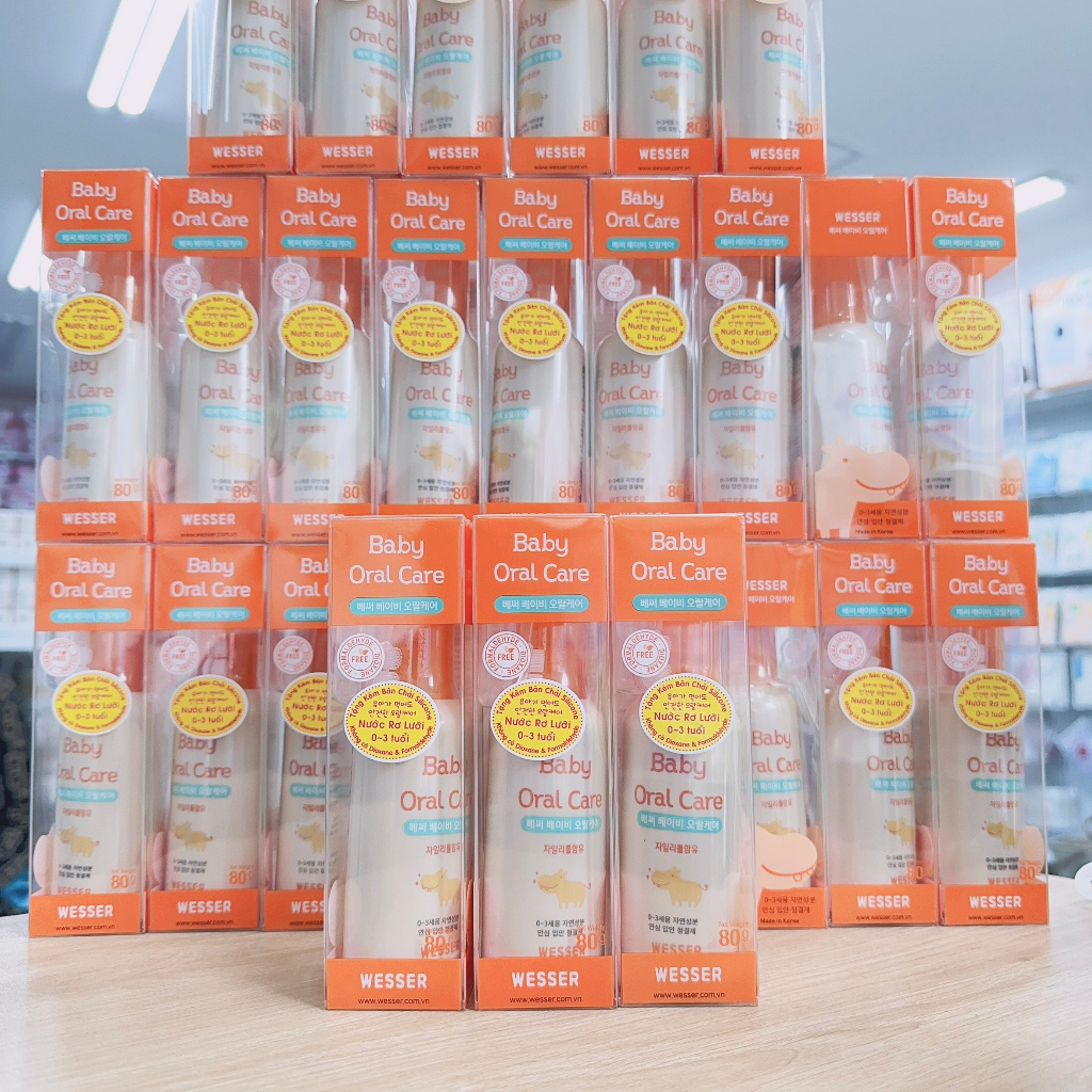 Kem đánh răng, rơ lưỡi nuốt an toàn Wesser Baby Oral Care cho bé