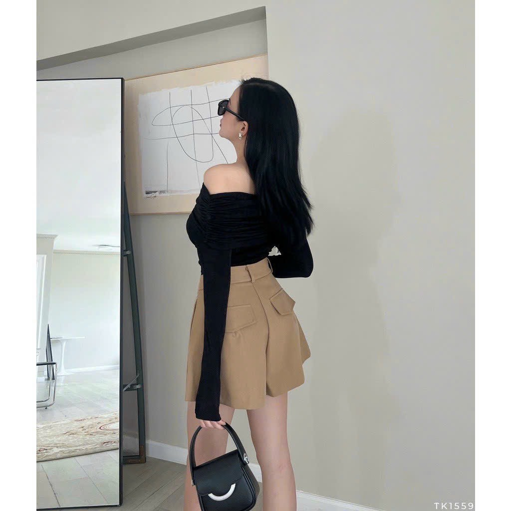 BIGSIZE Quần Sooc Kaki Cạp Cao Hack Dáng